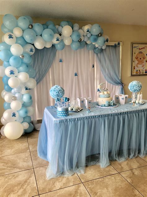 Balloon Arch Baby Boy | Baby shower decorations, Baby shower ...