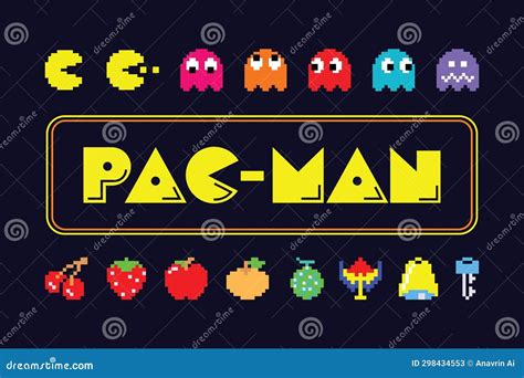 Pac-man screen retro game editorial. 80 s decade. Vintage video game in ...
