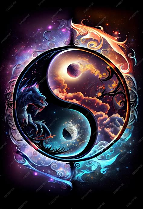 A poster with a dragon and a yin yang symbol. | Premium AI-generated image