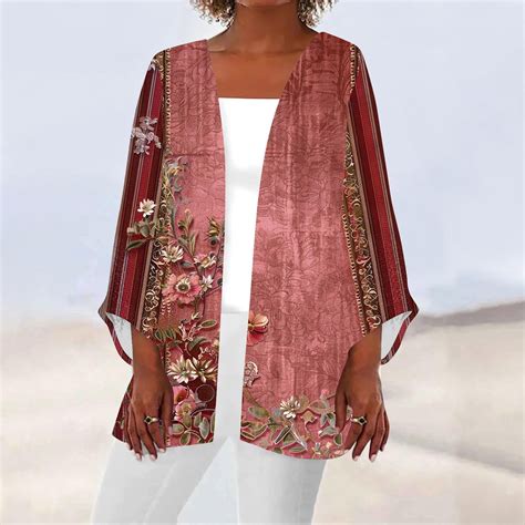 Sakmal Red Womens Coats Lightweight Long Sleeve Sleeve Casual Flowy ...