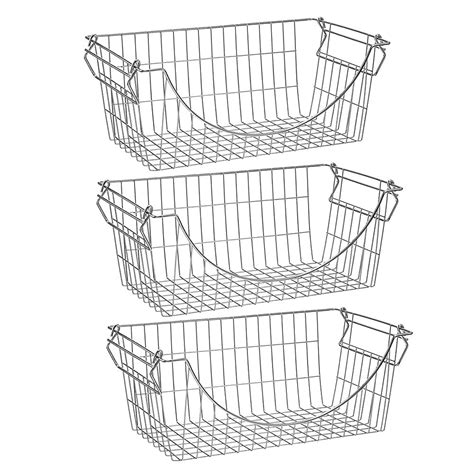 Sanno Wire Metal Basket Bin Stackable Storage Baskets Cubby Bins ...