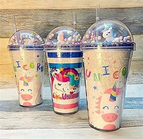 Buy CRYO Acrylic Unicorn Vacuum Flask/Bubble Sipper Tumbler Glass with ...