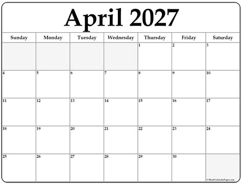 April 2027 calendar | free printable calendars