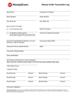 Image result for Money Order Record Keeping Form Example