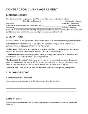 Contractor Client Agreement Template Form - Fill Online, Printable ...