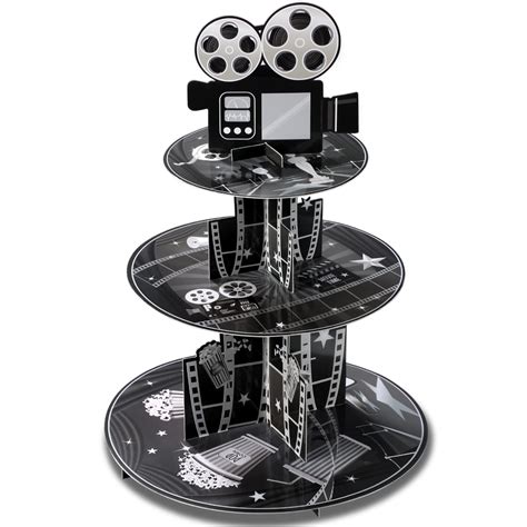 Buy Zopeal 3 Tiers Movie Night Cupcake Stand Movie Cardboard Cupcake ...
