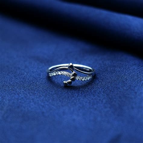 Silver Ring with Line Stone Design for Women – The Velli Kadai