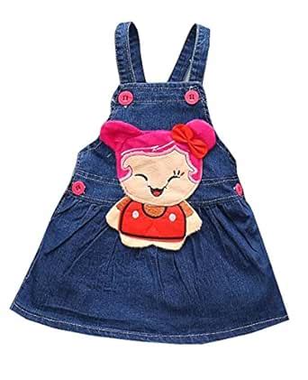 Stylo Toons Dress for Kids(Color Royal Blue Jeans Material,Size:80,Age ...