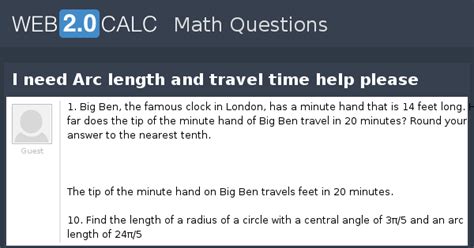 View question - I need Arc length and travel time help please