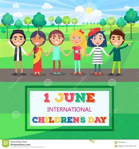 6月1日孩子国际儿童节海报 向量例证. 插画 包括有 五颜六色, 婴孩, 徽标, 庆祝, 保留, 聚会所 - 100454918
