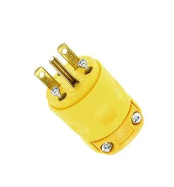 Leviton 615PV 15 Amp, 250 Volt, Grounding Plug, Yellow by Leviton ...