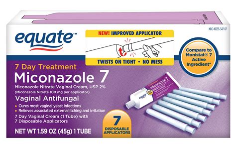 Equate Miconazole 7 Day Vaginal Treatment Cream with Disposable Applicators, 1.59 oz, Compare to ...