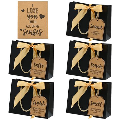 Amazon.com: 5 Senses Gift Bags with Labels for Him or Her&1pc I Love ...