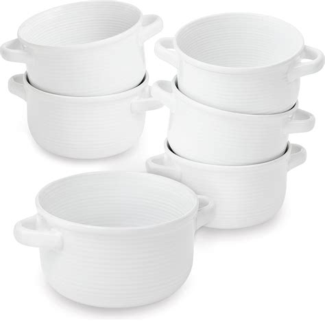 Sheffield Home Large Ceramic Soup Bowls with Handles - Set of 6 French ...