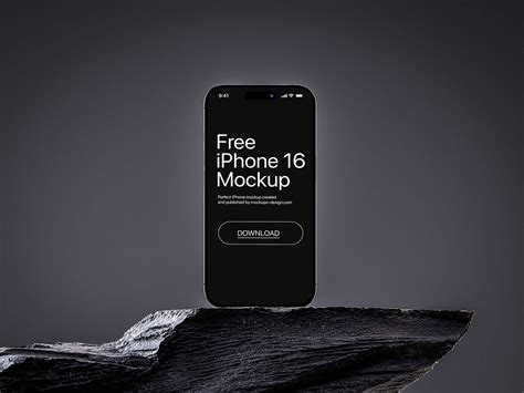 Free iPhone 16 On Rock Mockup PSD - PsFiles