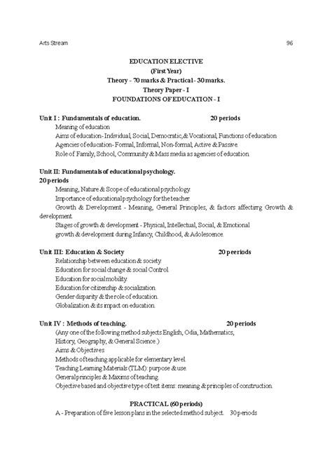 +2 ARTS Syllabus Foundations of Education - Arts Stream 96 EDUCATION ...