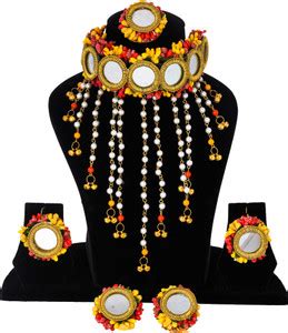 RAGABANDHA DESIGN STUDIO Fabric Red, Yellow Jewellery Set Price in ...