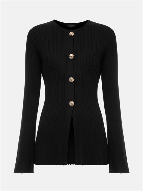 Трикотажный кардиган в рубчик с расклешенными рукавами :: LICHI ...