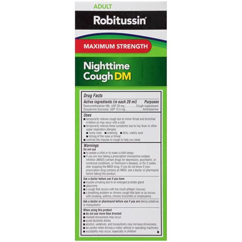 Expectorant Medicine Robitussin Maximum Strength Cough & Chest Congestion DM - 4 Oz Raspberry ...