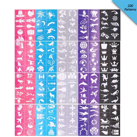 Reusable Face and Body Paint Stencils Kit,Tattoo Stencils,Glitter ...