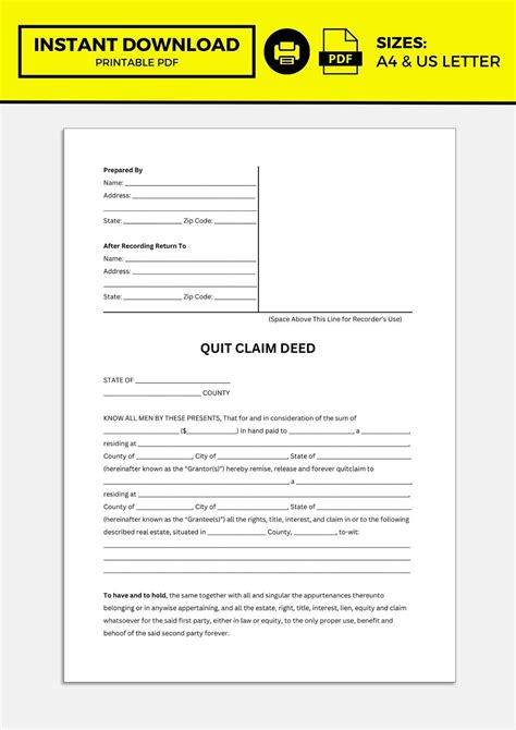 Free free printable quit claim deed arkansas, Download Free free ...