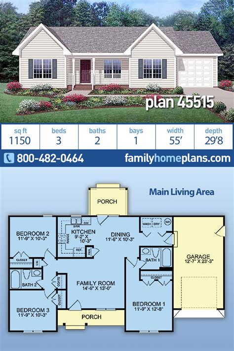 2 Bedroom Ranch Style House Plans