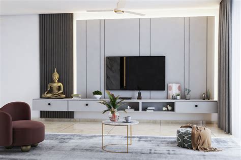 Spacious Grey TV Unit Design | Livspace