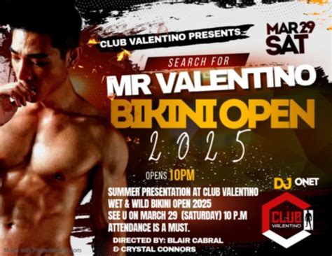 The Search for Mr. Valentino Bikini Open 2025, Club Valentino-Cebu's No ...