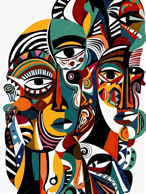 Premium Photo | AI generated illustration of a stylized painting of faces in a variety of colors