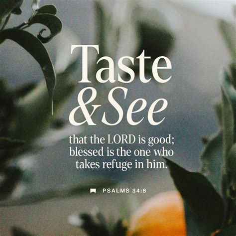 Psalm 34:8 Taste and see that the LORD is good; blessed is the one who ...