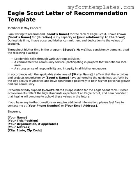 Printable Eagle Scout Letter of Recommendation Form — My Form Templates