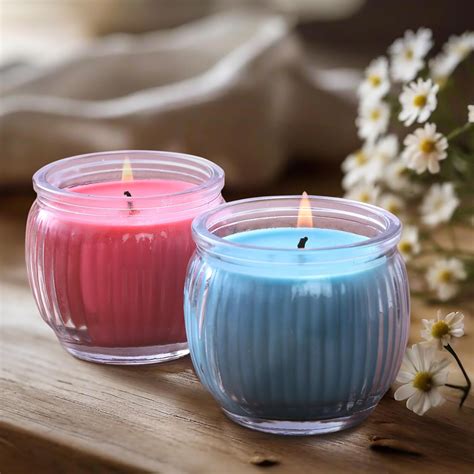 IRIS Ribbed Jar Candles Cool Blue & Damask Rose - Premium Scented ...