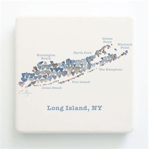Long Island Map Coasters, Long Island NY Coasters, Long Island Gifts ...