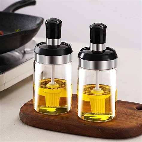 Buy DZOPE Borosilicate Glass Storage Jars with Brush for Oil, Ghee ...