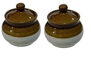 Buy Caffeine Ceramic Stoneware Handmade Mustard and White Barni/Pickle ...