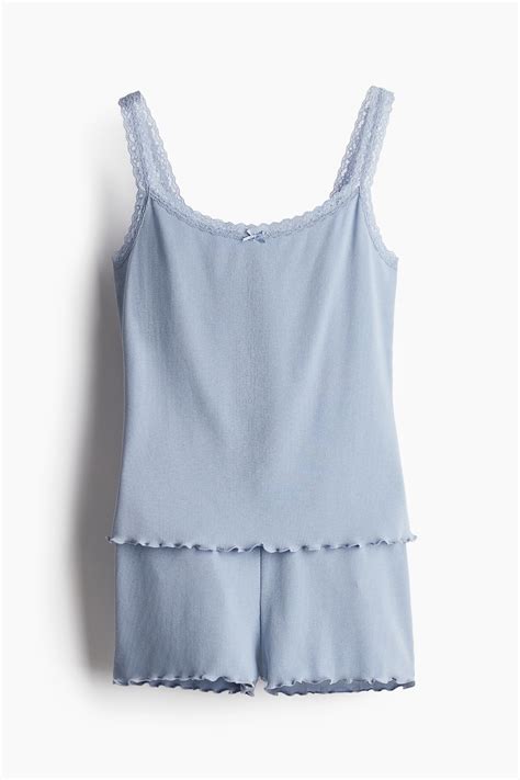 Ribbed Pajamas - Light dusty blue - Ladies | H&M US