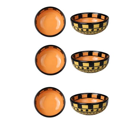 Buy Caffeine Ceramic Handmade Orange and Yellow Dotted Katori Bowl ...