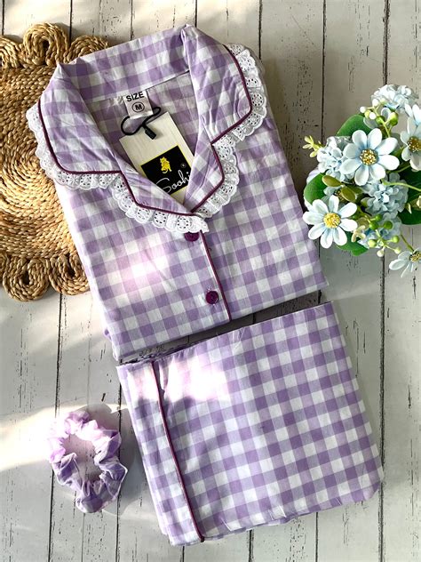 Purpal Gingham Check Pj Set (Women) – Leaf Originals