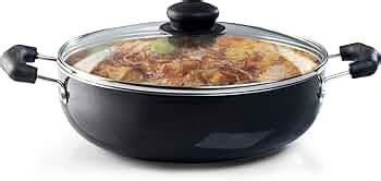 AGARO Elegant Non Stick Kadai with Glass Lid, 2.5L Capacity, 24 cm ...