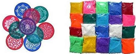 Dms Retail Plastic Rangoli Color Powder With Stencils (Multicolour ...