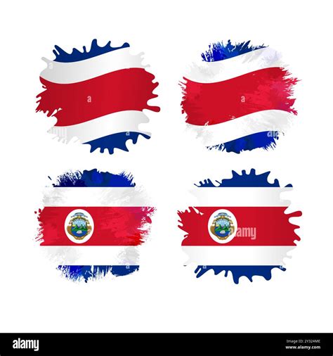 Set of grunge isolated staines with Costa Rican flag background ...