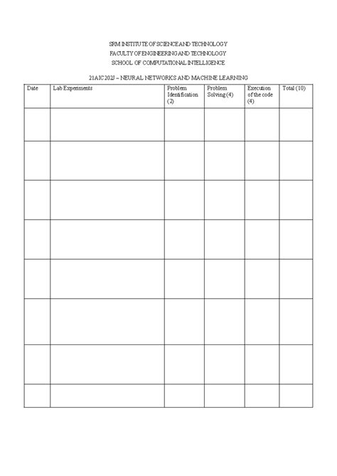 Lab rubrics - Hii - Nanotoxicology - SRM INSTITUTE OF SCIENCE AND ...