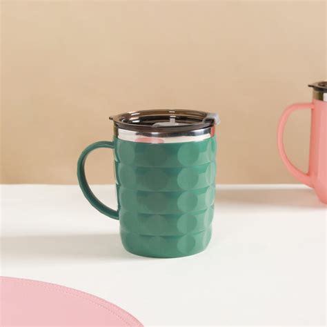 Portable Coffee Mug With Lid Green 400ml Online - Premium Coffee Mug ...