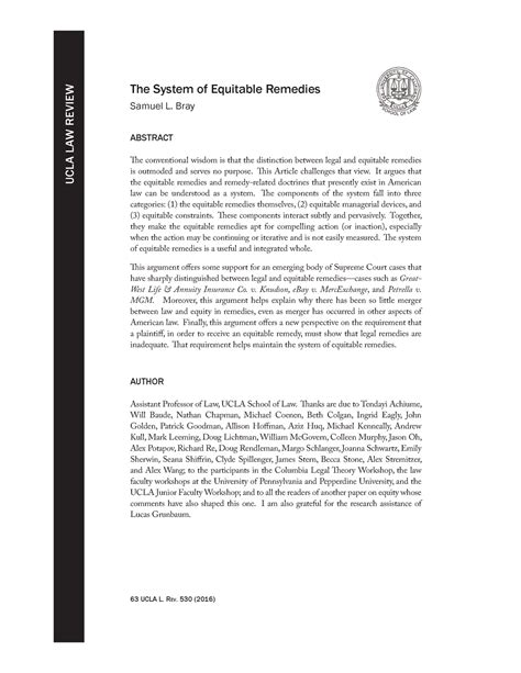 Remedies in Equity Law - The System of Equitable Remedies Samuel L ...