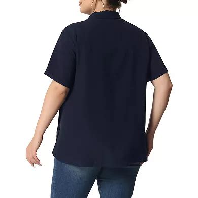 Women's Plus Size Button Front Side Slit Roll Up Sleeve Shirts