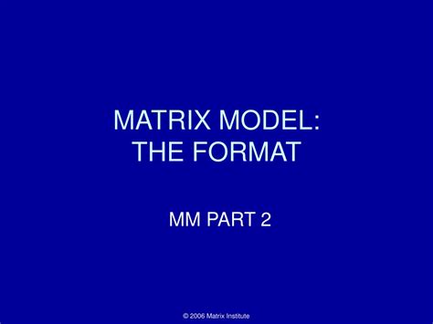 Image result for Matrix Model Explained