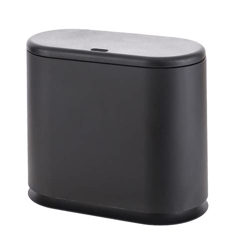 Baosia 12 Liter Black Rectangular Plastic Trash Can Wastebasket with ...