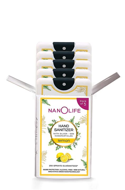 NanOlife Pocket-Size Hand Sanitizer Spray - Lemon (Pack of 5 X 18 ml ...