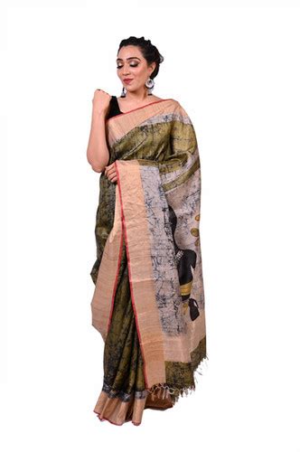 Figure Batik Print Tussar Silk Saree | Kosa India