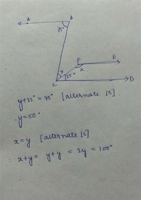 In the figure, AB||CD|EF, then x + y is - Brainly.in